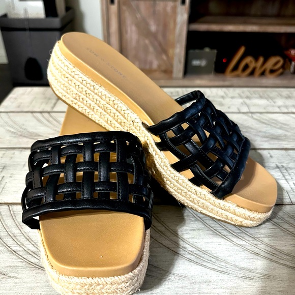 ♥️ Sun + Stone Womens JORDANAA Square Toe Platform Espadrilles - Picture 3 of 5